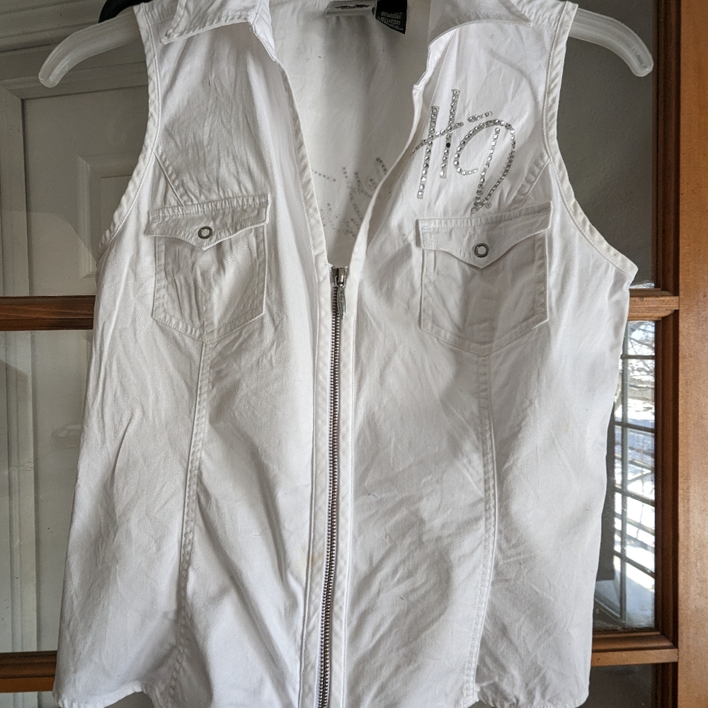 Harley Davidson sleeveless zipper shirt